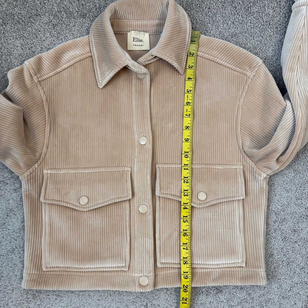 Elie Tahari Cropped‎ Velvet Corduroy Utility Jacket Beige XS Shaket - Picture 7 of 7